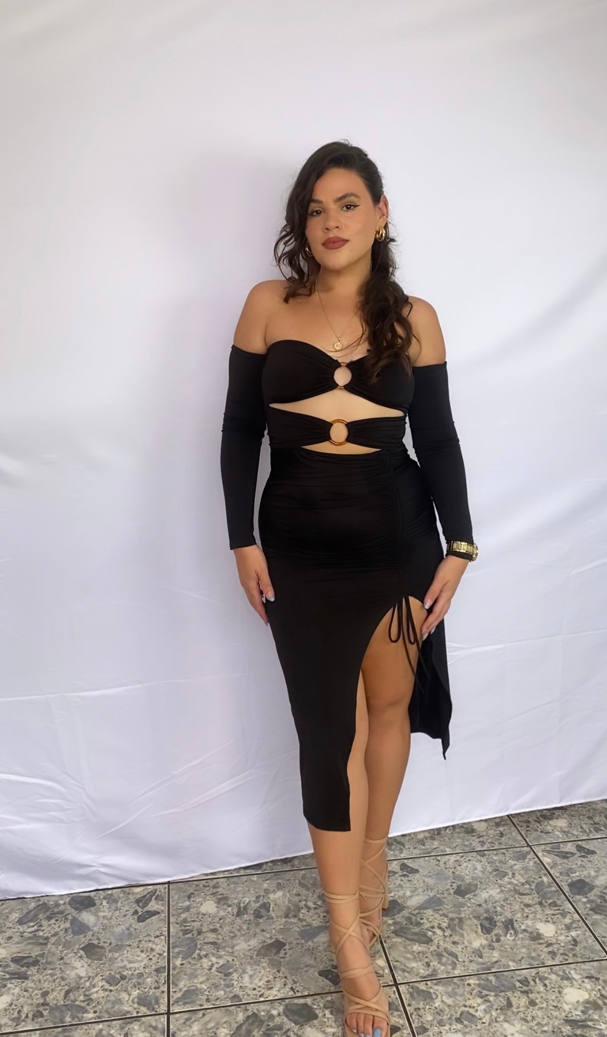 Midi Cut Out Dress- Black