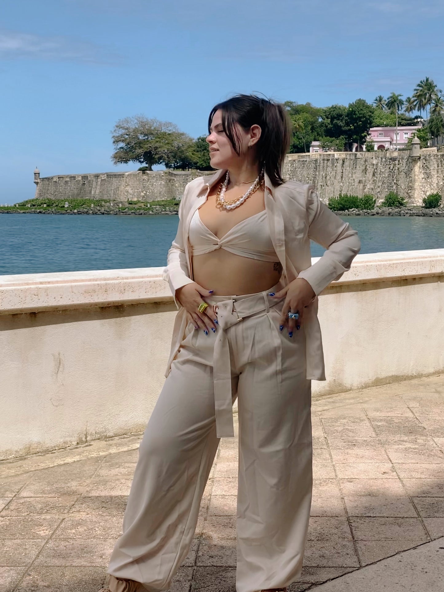 Two Piece Top Set - Beige