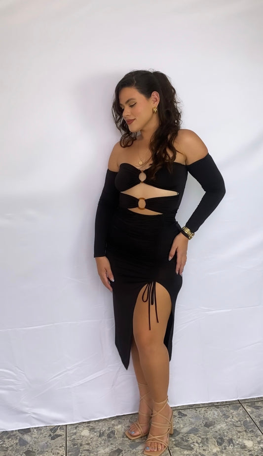 Midi Cut Out Dress- Black dressbymel