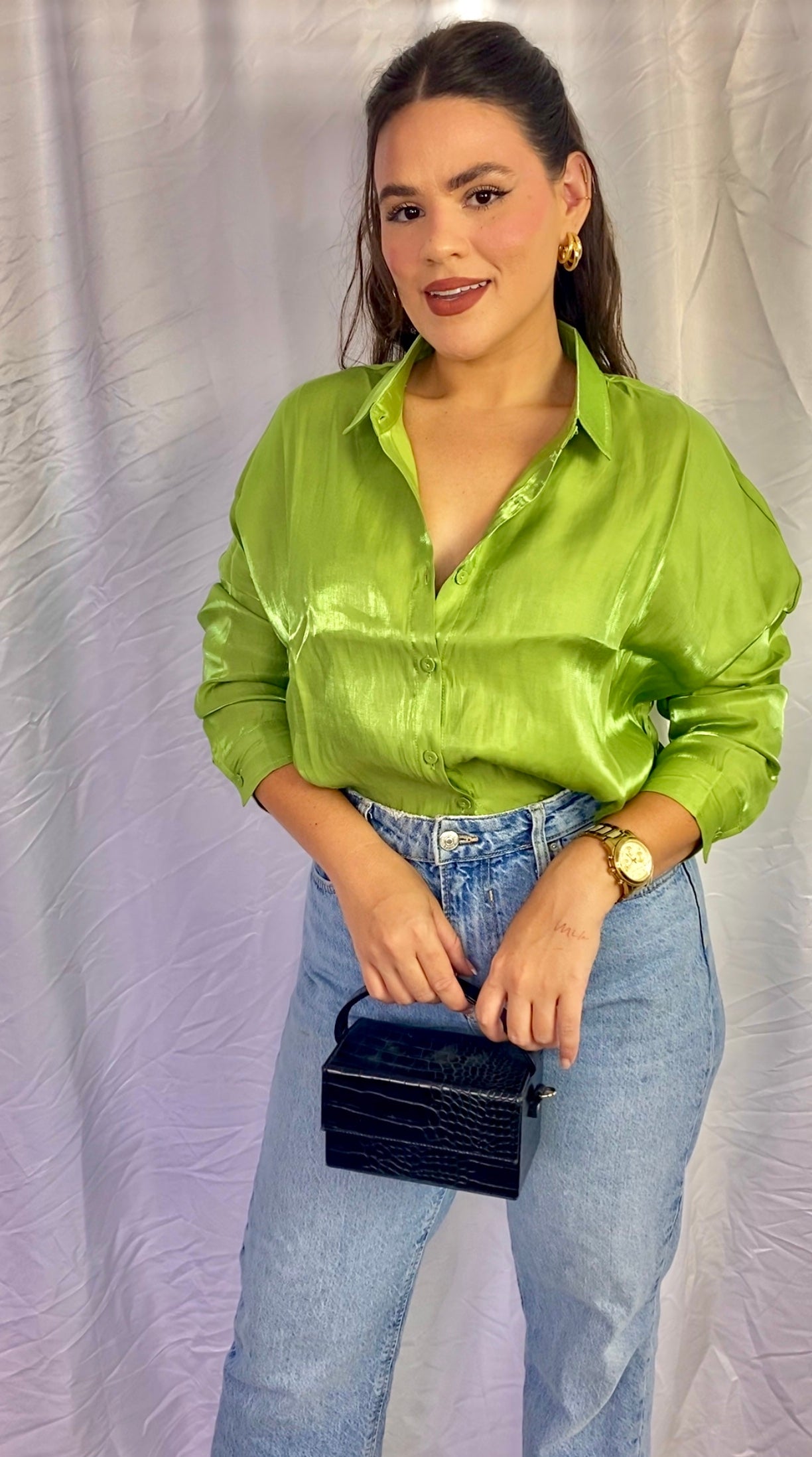 Apple Green Silk Shirt dressbymel