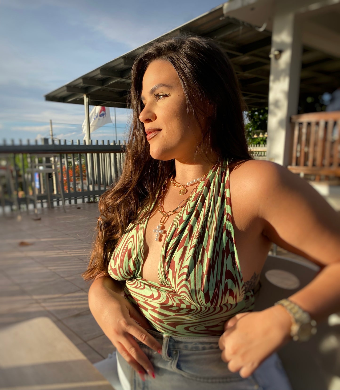 Halter Green Top
