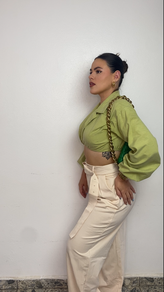 Long Sleeve Crop Top - Green dressbymel